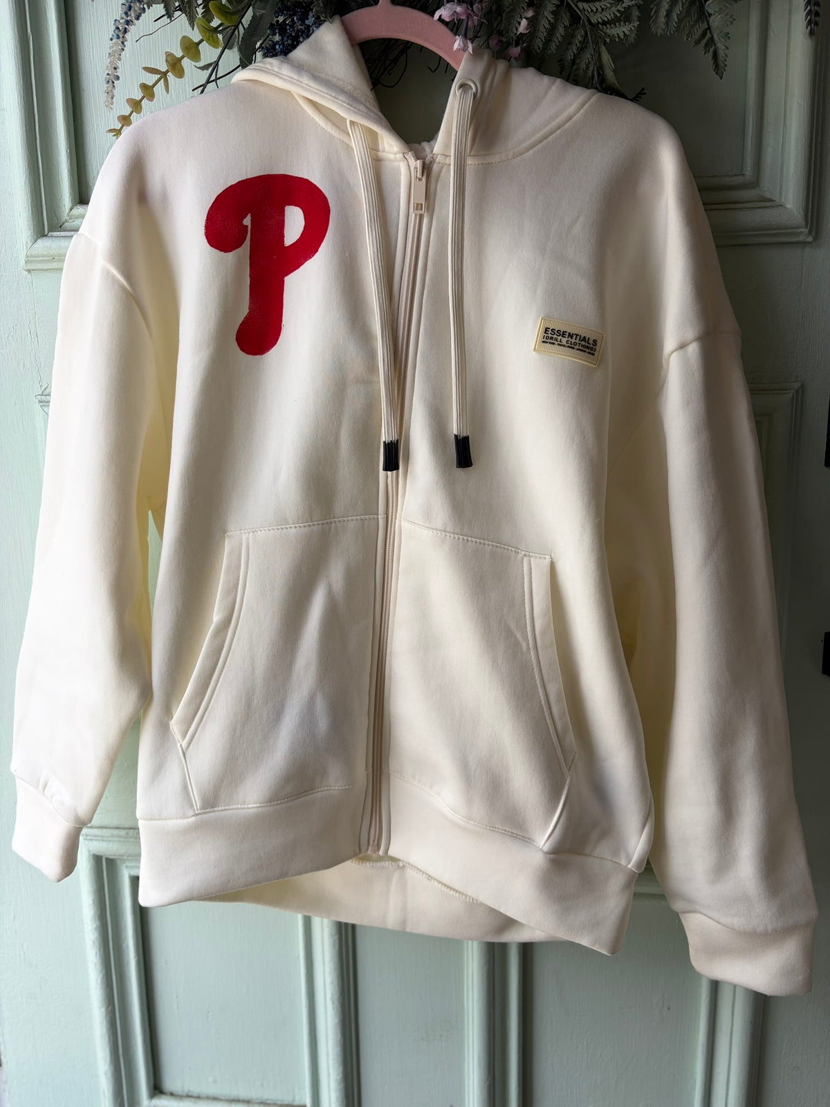 Phillies Hand-Stamped Zip-Up Hoodie