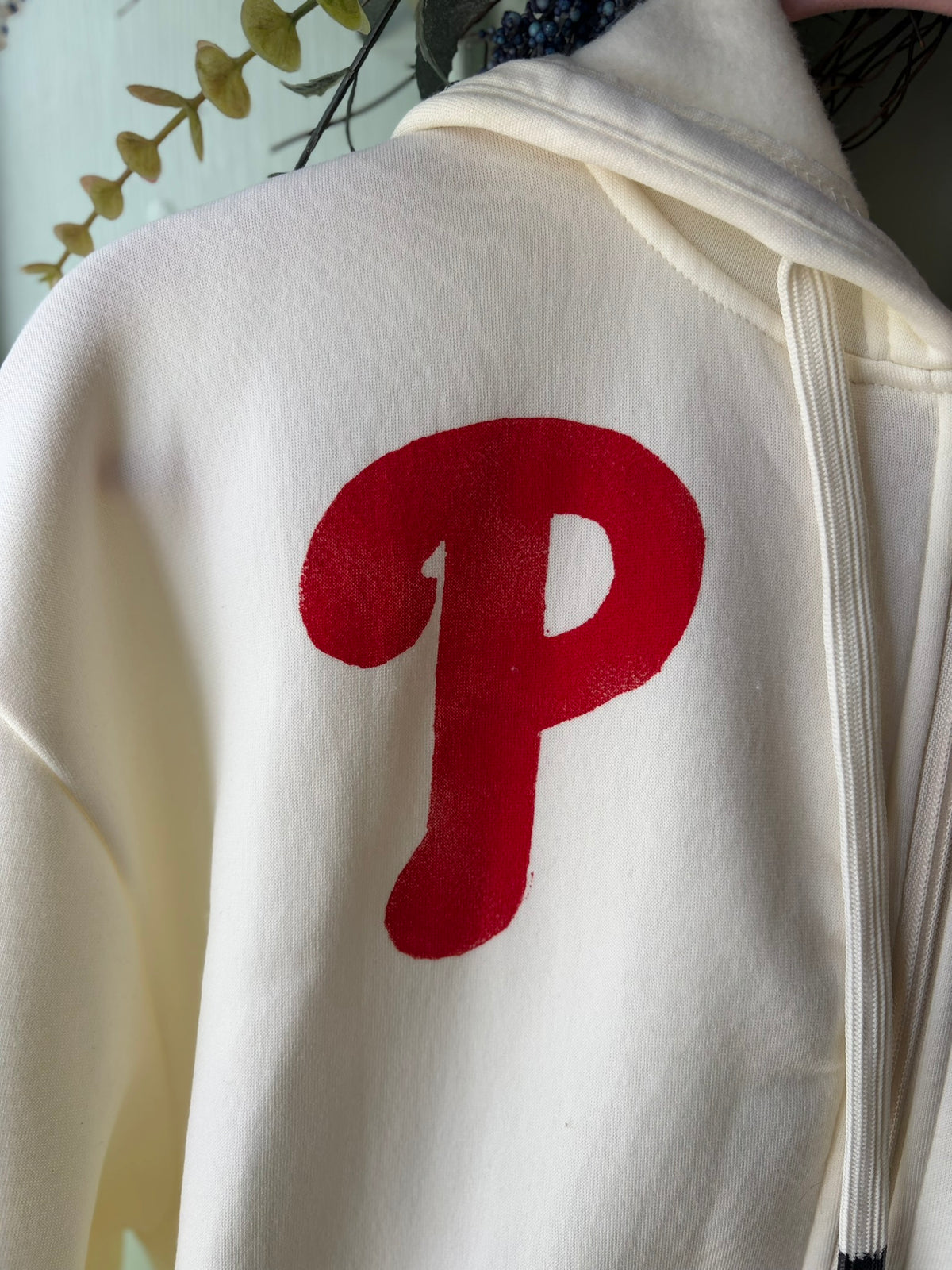 Phillies Hand-Stamped Zip-Up Hoodie