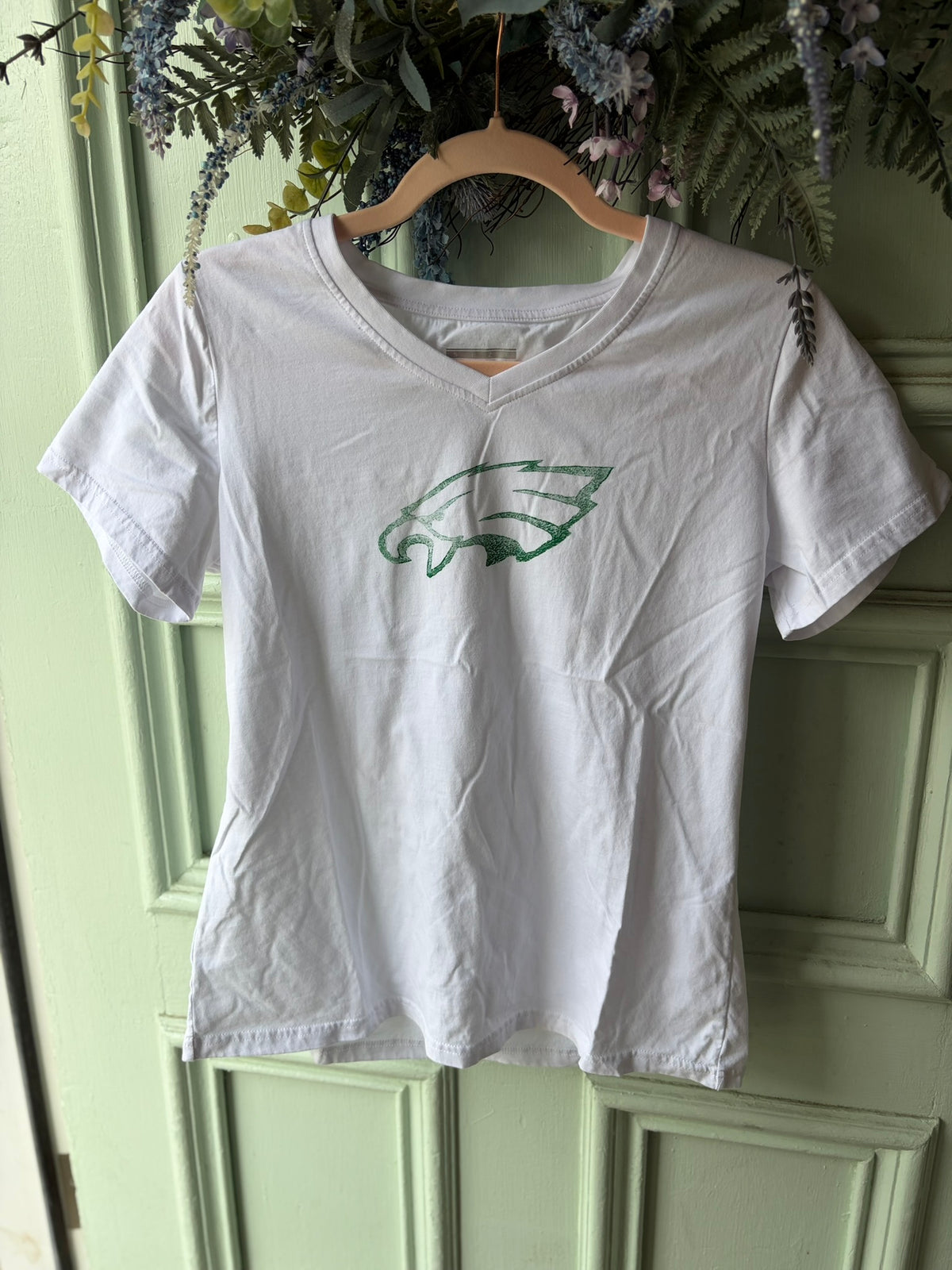 Eagles Hand-Stamped V-Neck T-Shirt