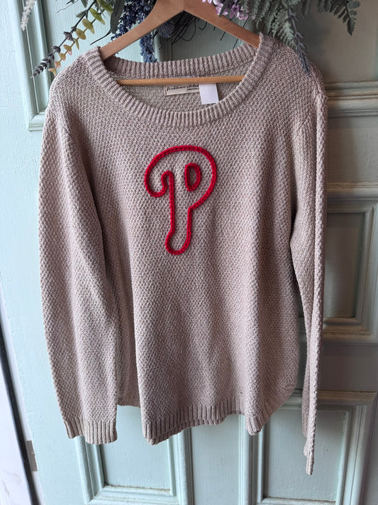 Phillies 'P' Knit Sweater (Upcycled)